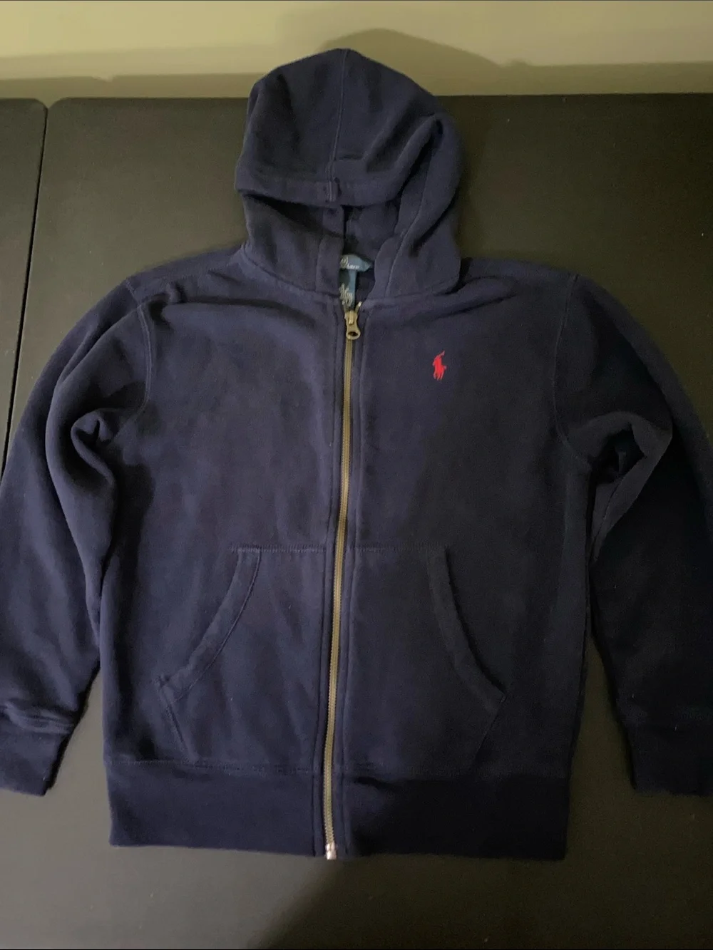 Ralph Lauren Navy Hoodie with Red Pony Embroidery